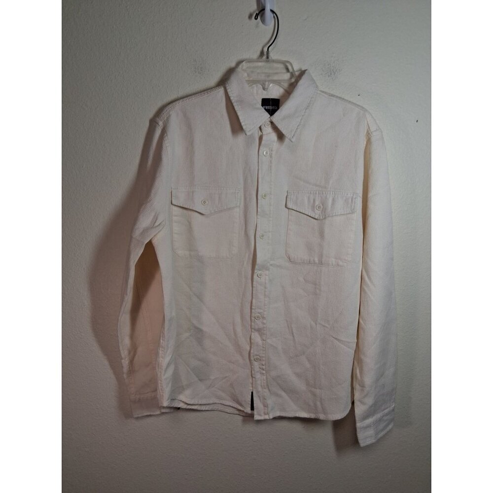 NWT RSQ Oversized Casual Button Up Shirt Waffle Knit Cream Men's Size Medium